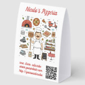 Plaque De Table Menu de restaurant de pizza avec code QR modifiabl (Recto)