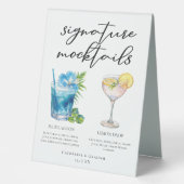 Plaque De Table Menu des Blue Lagoon Lemon Drop Mariage Mocktails (Recto)