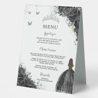 Plaque De Table Menu des boissons alimentaires Floral Quinceañera