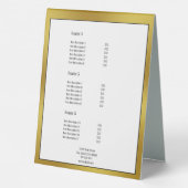 Plaque De Table Menu des restaurants Black White et Gold (Verso)
