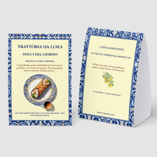 Plaque De Table Menu dessert Cannoli sicilien