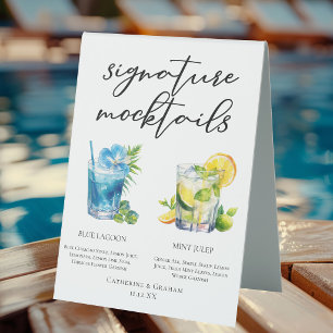 Plaque De Table Menu d'été des cocktails signature au bord de la p