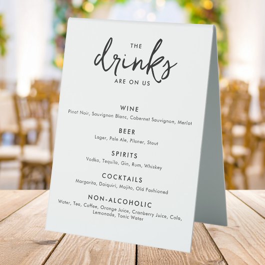 Plaque De Table Menu du bar à boissons minimaliste moderne pour Ma