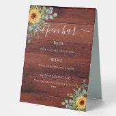 Plaque De Table Menu du bar en bois marron rustique de tournesol e (Recto)
