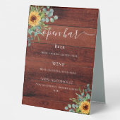 Plaque De Table Menu du bar en bois marron rustique de tournesol e (Verso)