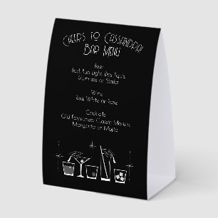Plaque De Table Menu du bar noir pour la fête de fin d'études avec