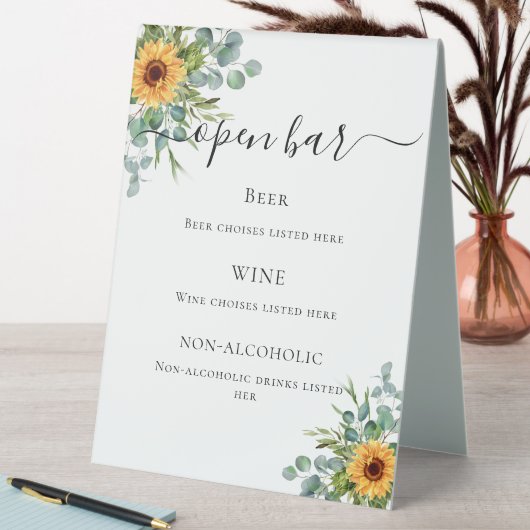 Plaque De Table Menu du bar verdoyant Sunflower eucalyptus (En SItu (Tableau))