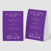 Plaque De Table Menu du bar violet pour la fête de remise des dipl (Recto/verso)