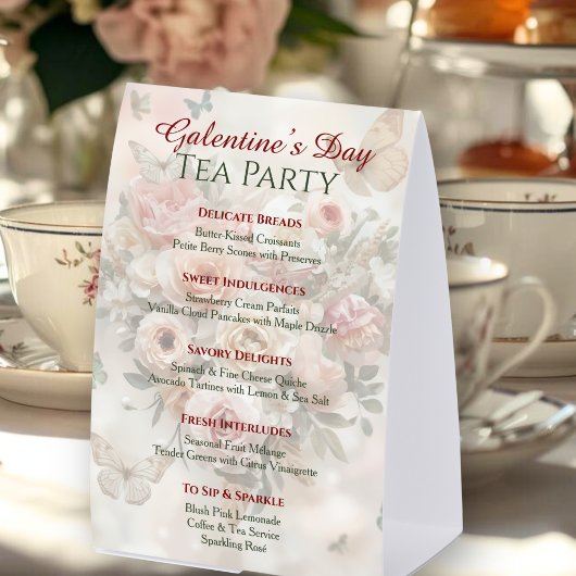 Plaque De Table Menu du brunch de jardin Galentine Rose Rococo Pap