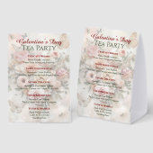 Plaque De Table Menu du brunch de jardin Galentine Rose Rococo Pap (Recto/verso)
