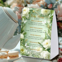 Menu du thé de Galentine du jardin papillon Rococo
