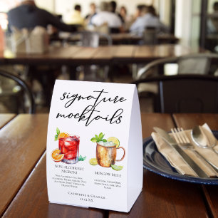 Plaque De Table Menu élégant de Mocktails Negroni Moscow Mule