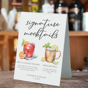 Plaque De Table Menu élégant de mocktails pour mariage du soir