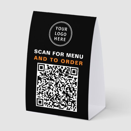 Plaque De Table Menu et commande par code QR Noir (Recto)