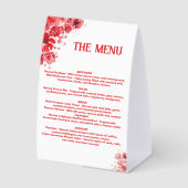 Plaque De Table Menu floral rouge romantique , Menu de mariage (Recto)