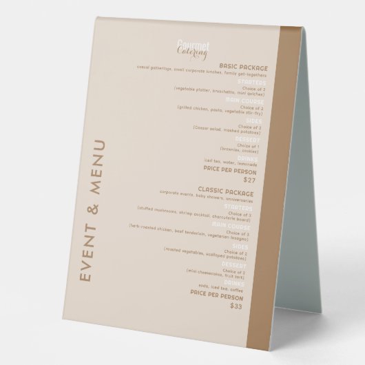 Plaque De Table Menu Gastronomique (Recto)