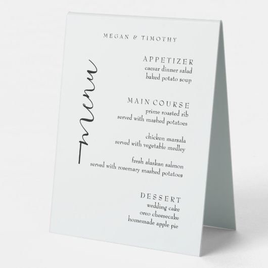 Plaque De Table Menu Mariage (Verso)