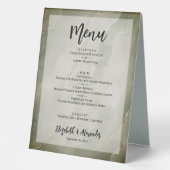 Plaque De Table Menu Mariage Budget Dark Green Gold Marble (Recto)