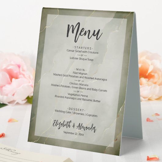 Plaque De Table Menu Mariage Budget Dark Green Gold Marble (In SItu (Mariage))