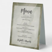 Plaque De Table Menu Mariage Budget Dark Green Gold Marble (Verso)