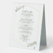 Plaque De Table Menu mariage cadre feuille Gold & vert (Recto)