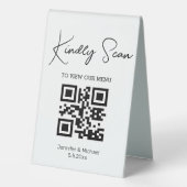 Plaque De Table menu mariage simple et tendance qr code (Verso)