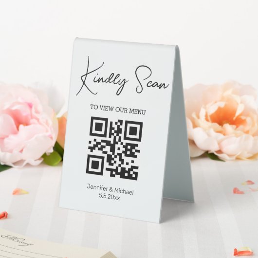 Plaque De Table menu mariage simple et tendance qr code (In SItu (Mariage))