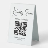 Plaque De Table menu mariage simple et tendance qr code (Recto)