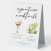 Plaque De Table Menu Mocktail Mojito Vierge Martini au Chocolat (Recto)