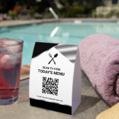 Plaque De Table Menu noir de code QR sans contact de restaurant (InVersositu (sur table))