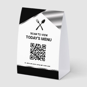 Plaque De Table Menu noir de code QR sans contact de restaurant
