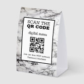Plaque De Table Menu numérique QR Code Marbre Noir & Blanc  Papier (Recto)