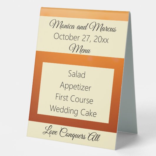 Plaque De Table Menu Programme d'événements Automne Amber Skies Ma (Recto)