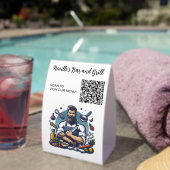 Plaque De Table Menu QR Code Chef en cuisine modifiable (InVersositu (sur table))