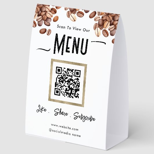 Plaque De Table Menu QR Code Point of Sale Coffee (Recto)