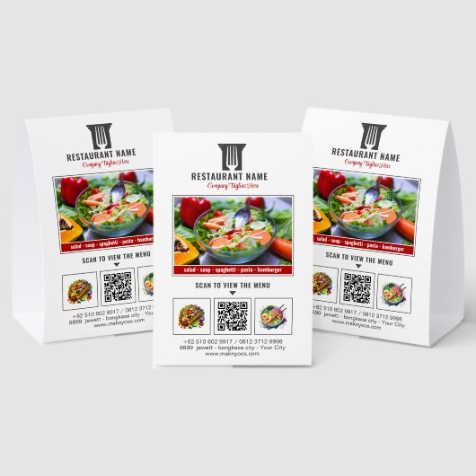 Plaque De Table Menu QR Code Restaurant Logo Personnalisé Photo De (Insitu (multi))
