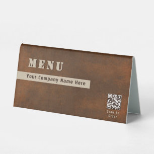 Plaque De Table Menu QR Code scannable avec pochoir gras en fer ru