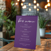 Plaque De Table Menu Royal Purple White Mariage Bar