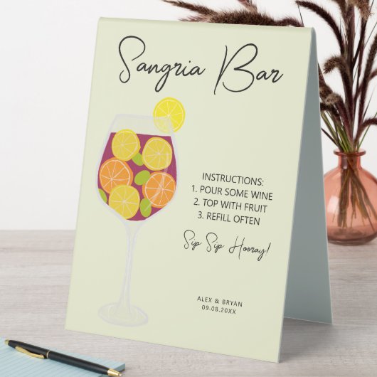 Plaque De Table Menu Sangria Bar, Mariage, Fête des mariées ou Par (En SItu (Tableau))