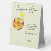 Plaque De Table Menu Sangria Bar, Mariage, Fête des mariées ou Par (Verso)