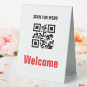 Plaque De Table Menu scannable sans contact QR Code noir blanc (In SItu (Mariage))