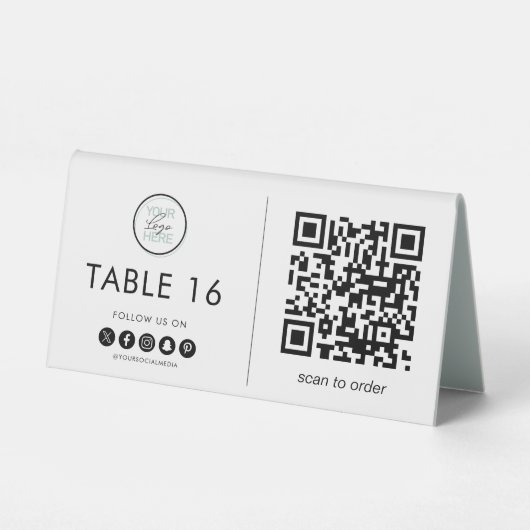 Plaque De Table Menu Table Commande code QR (Recto)