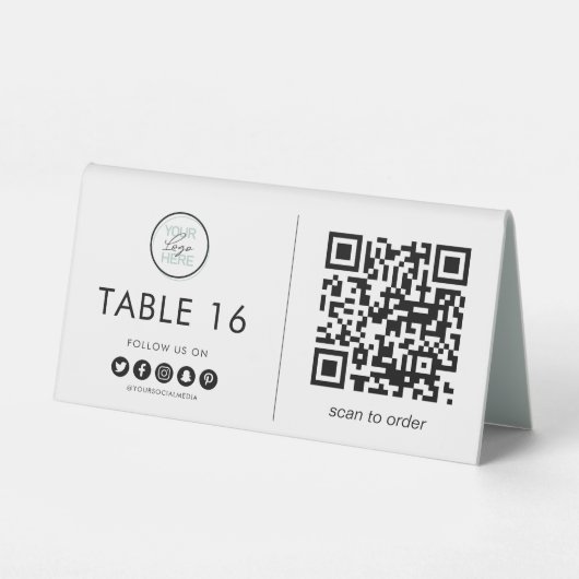 Plaque De Table Menu Table Commande code QR (Verso)
