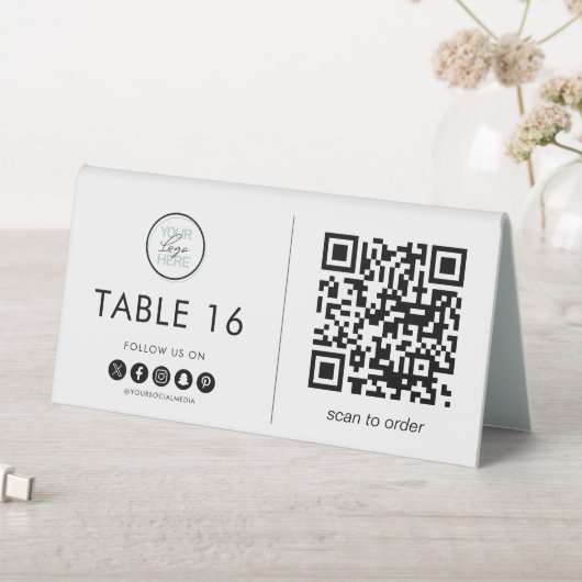 Plaque De Table Menu Table Commande code QR (En SItu (Tableau))