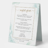 Plaque De Table Menu Turquoise, Vert et Or Aquarelle (Recto)