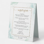 Plaque De Table Menu Turquoise, Vert et Or Aquarelle (Verso)