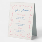 Plaque De Table Menu Whimsical Hand Drake Pink & Blue Bar (Verso)