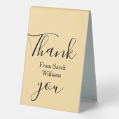 Plaque De Table Merci de ajouter nom pastel jaune bohème mariage (Verso)