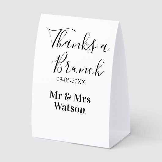 Plaque De Table Merci pour un nom de brunch post-mariage date simp (Recto)