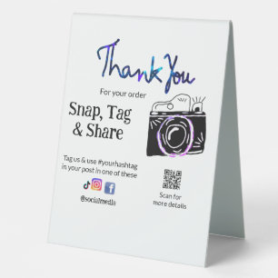 Plaque De Table Merci snap tag partager caméra multimédia ajouter 